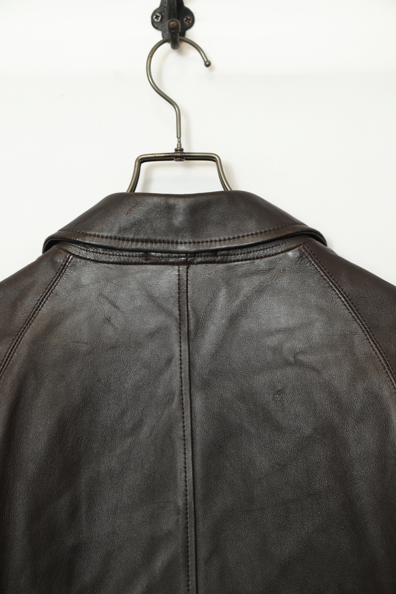 VINTAGE LEATHER CONVERTIBLE COLLAR COAT/L - 画像 (7)