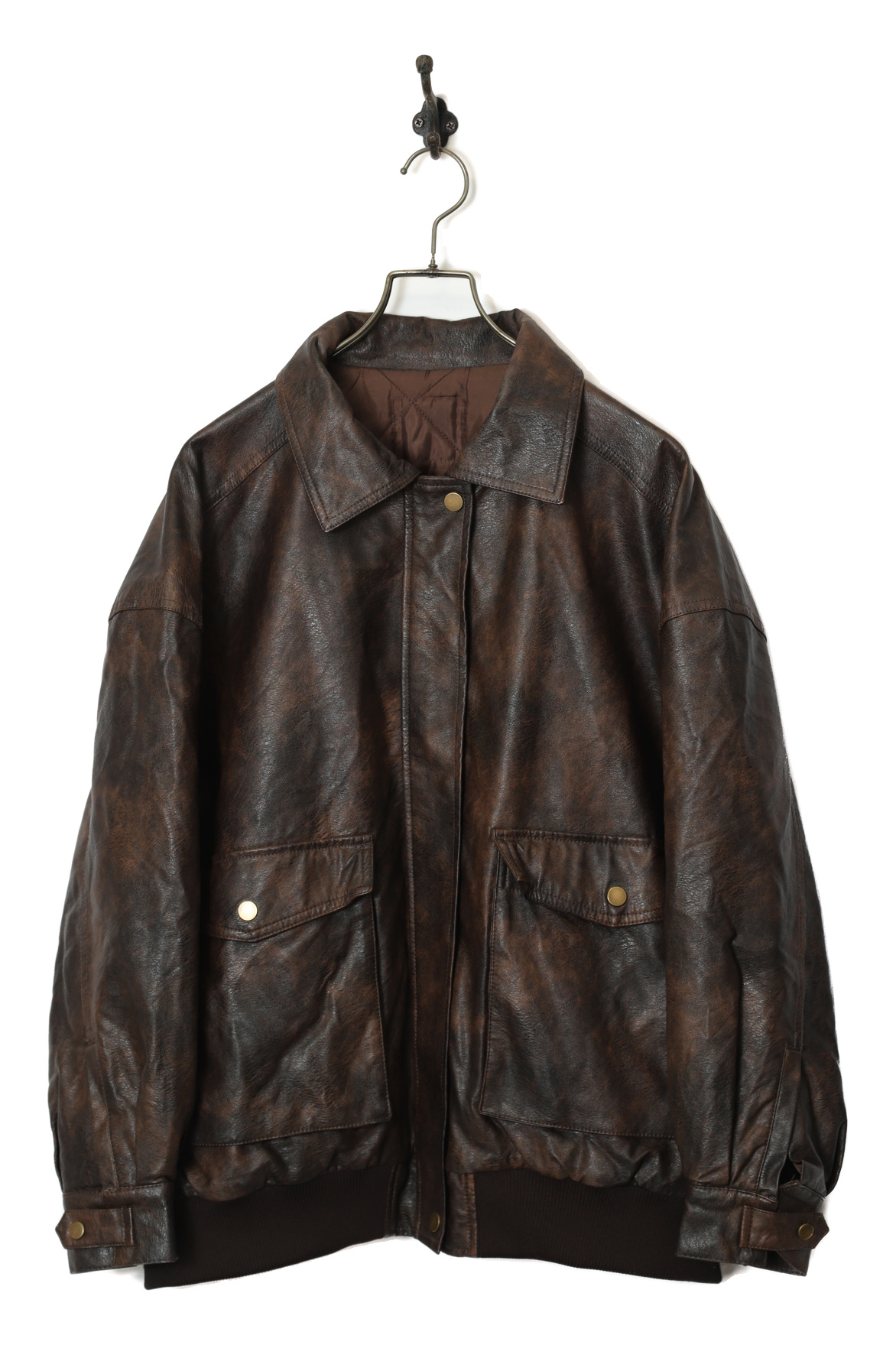 VINTAGE FAKE BOMBER LEATHER JACKET/XL