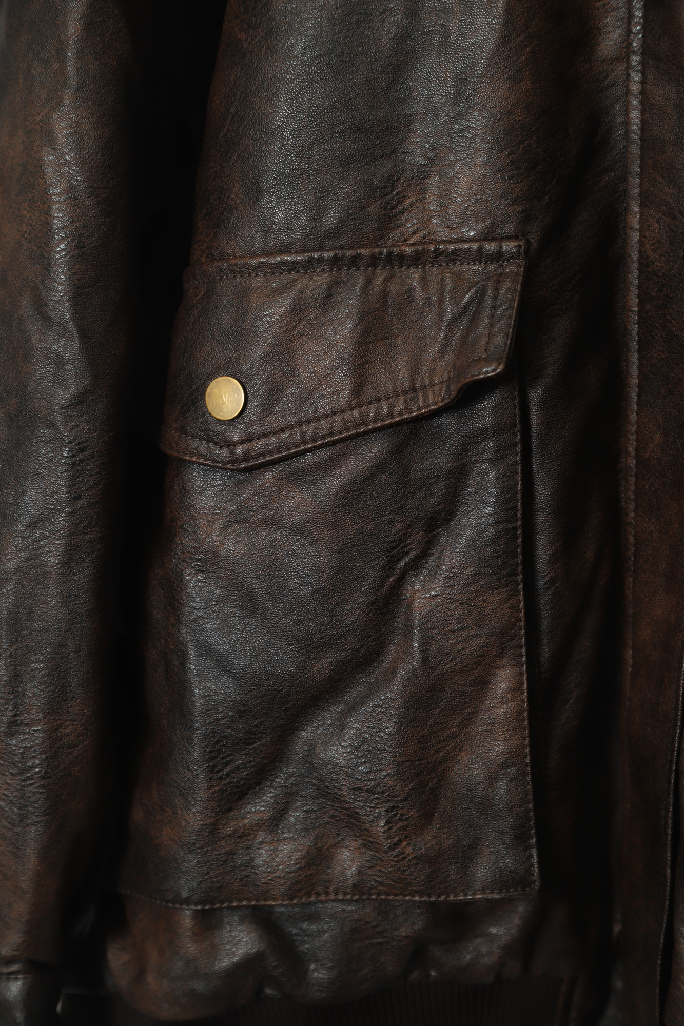 VINTAGE FAKE BOMBER LEATHER JACKET/XL - 画像 (3)