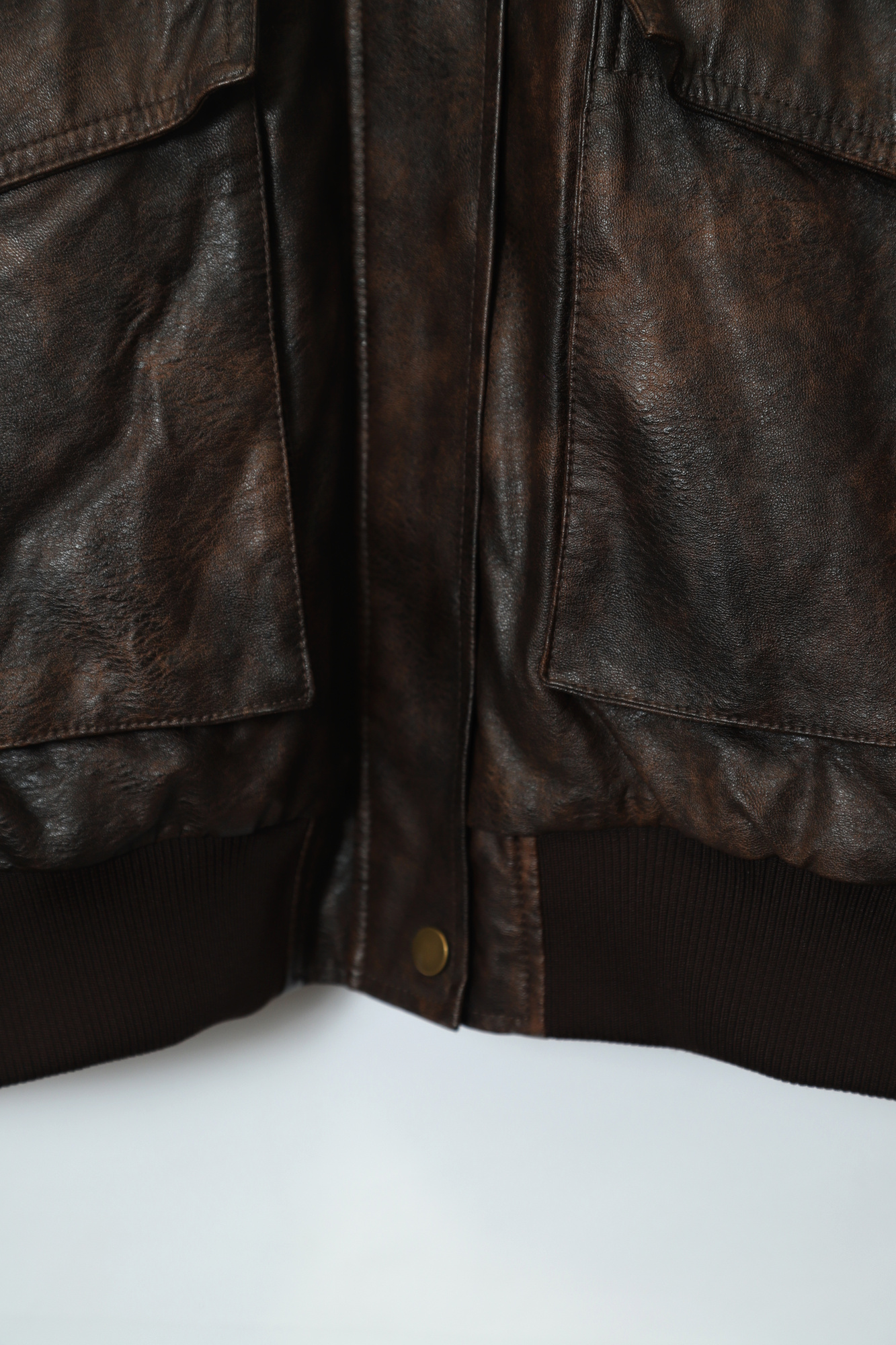 VINTAGE FAKE BOMBER LEATHER JACKET/XL - 画像 (4)