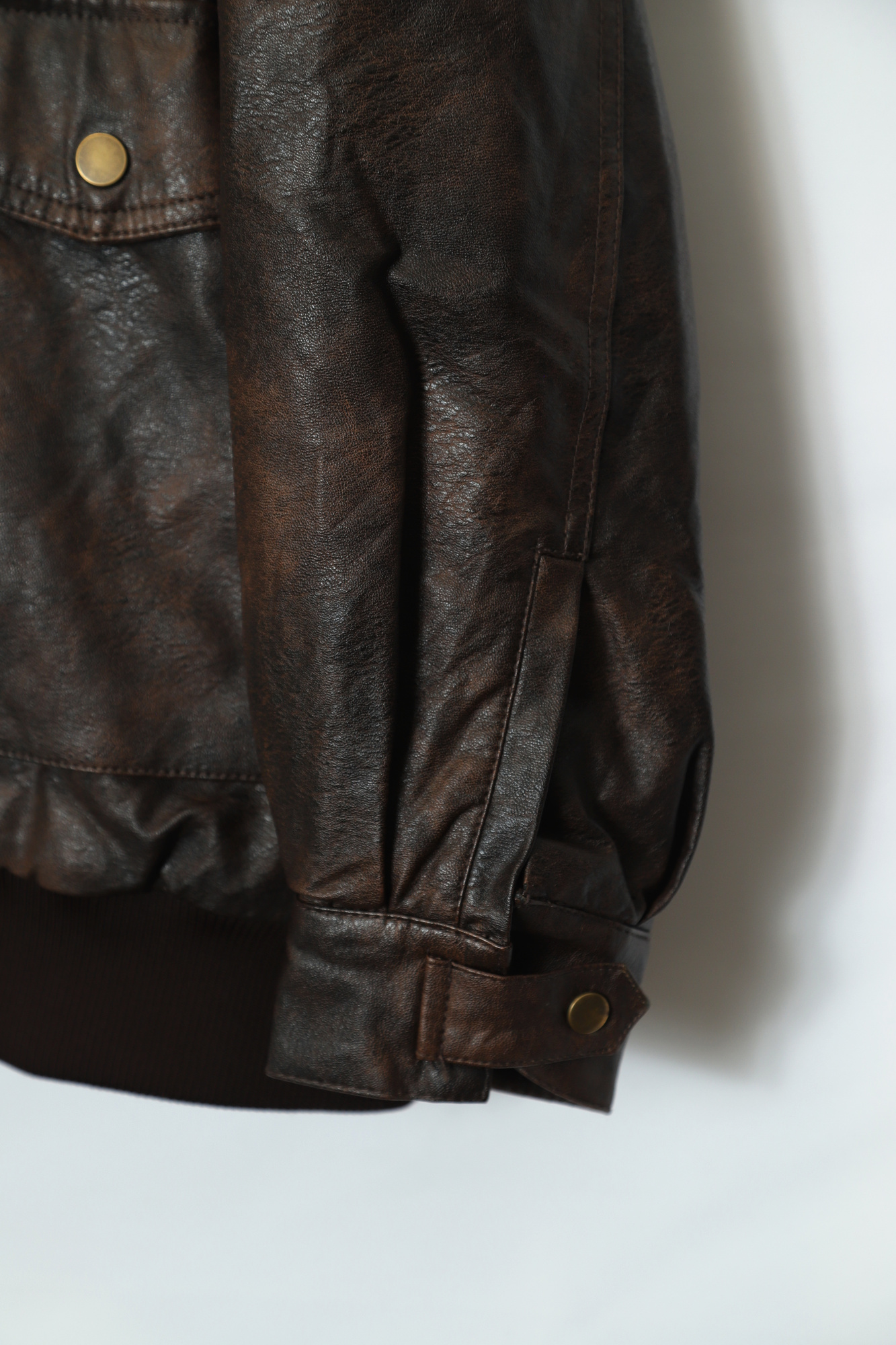 VINTAGE FAKE BOMBER LEATHER JACKET/XL - 画像 (5)