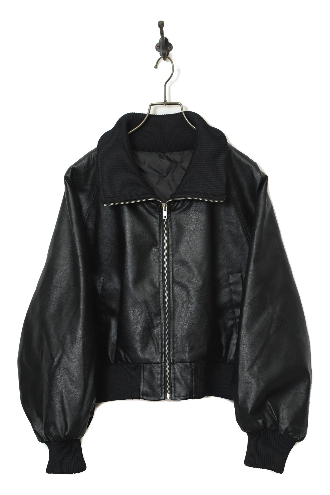 VINTAGE FAKE LEATHER BOMBER JACKET/XL