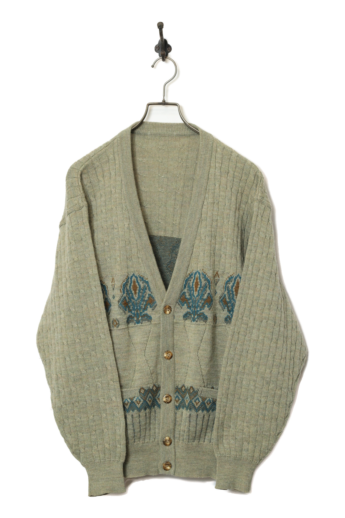 VINTAGE JAQUARD KNITTED CARDIGAN/M