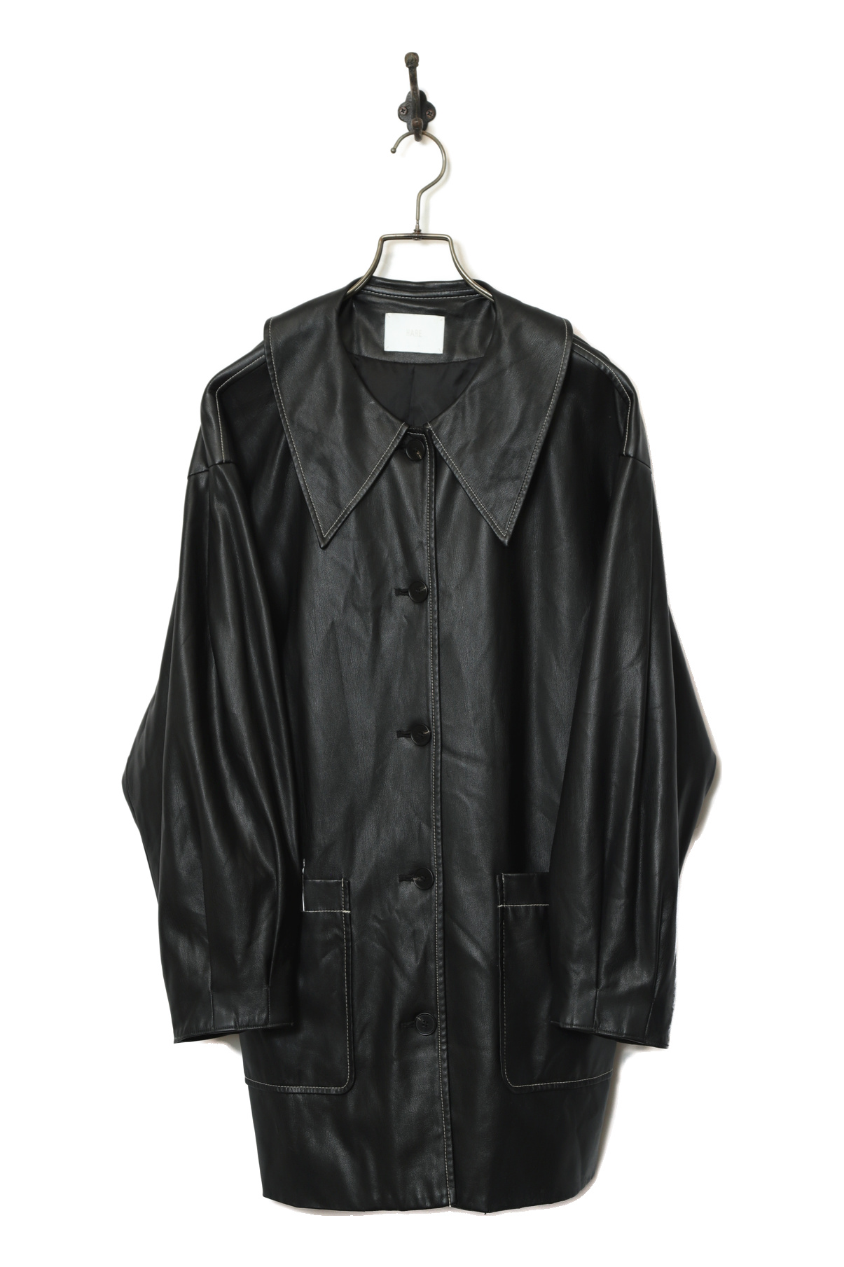 USED HARE FAKE LEATHER COAT/L